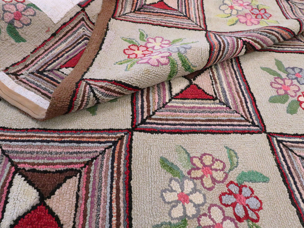 Vintage American Hook Rug, No.21718 - Gss