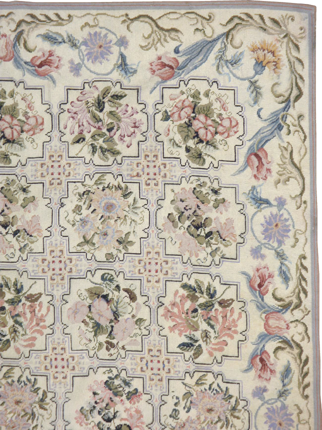 Antique English Needle-Point Carpet, No.21722 - Gss