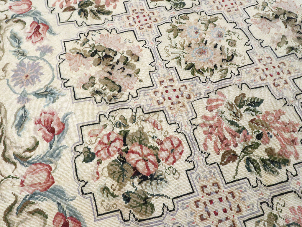 Antique English Needle-Point Carpet, No.21722 - Gss