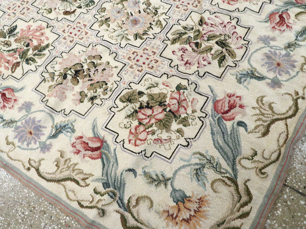 Antique English Needle-Point Carpet, No.21722 - Gss