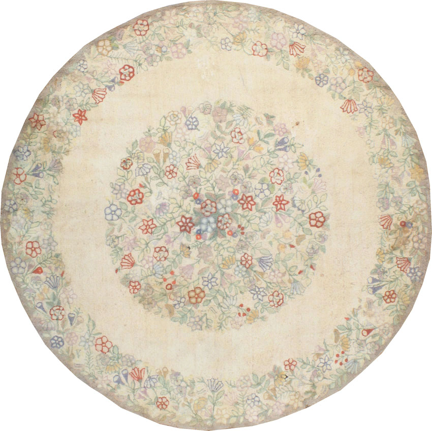 Vintage American Hooked Round Room Size Carpet, No.21726 - Gss