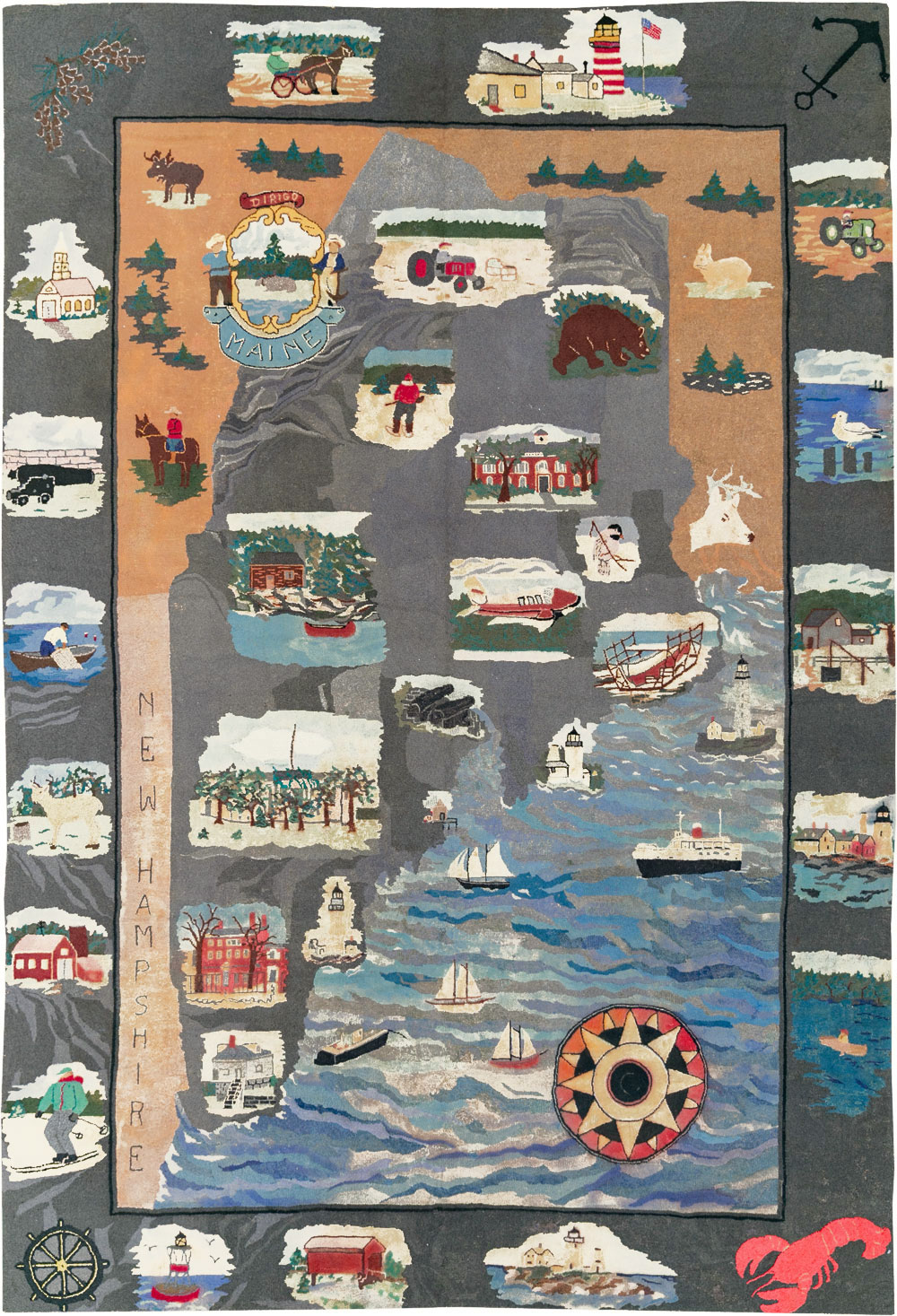 Vintage American Hook Pictorial Carpet, No.21727 - Gss