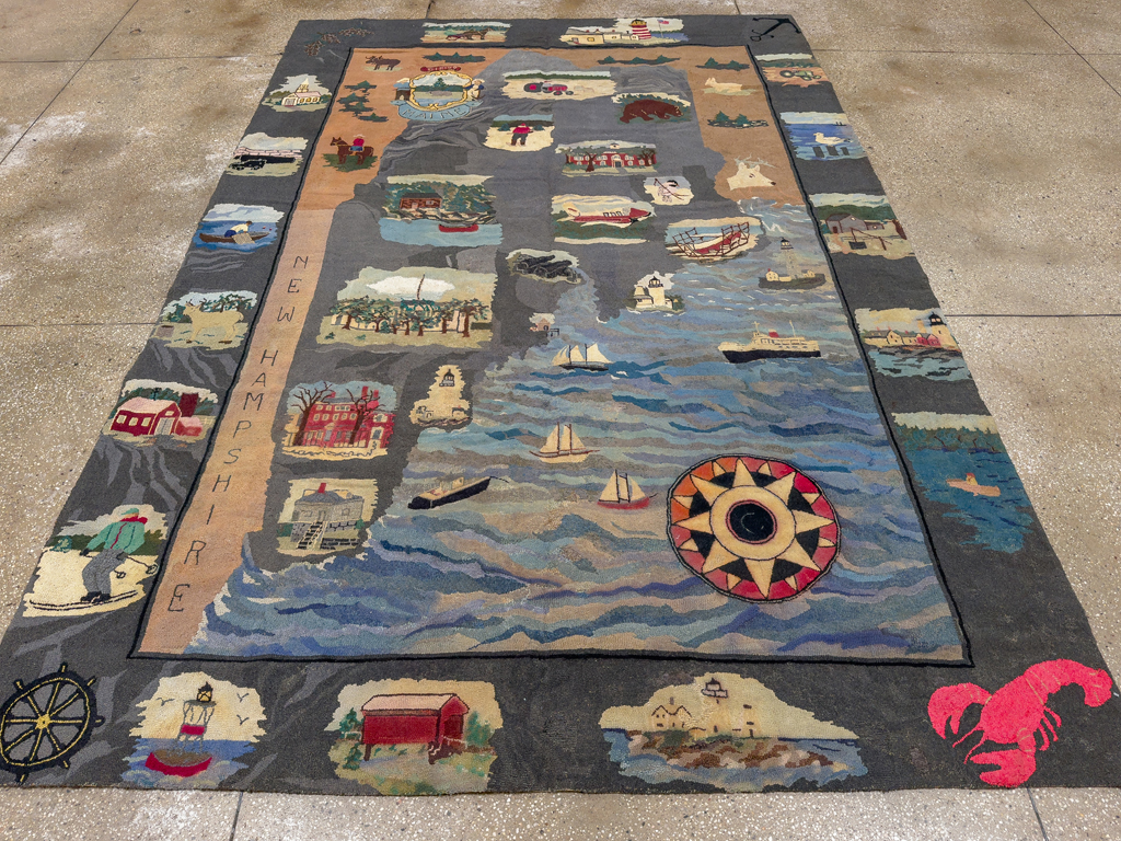 Vintage American Hook Pictorial Carpet, No.21727 - Gss