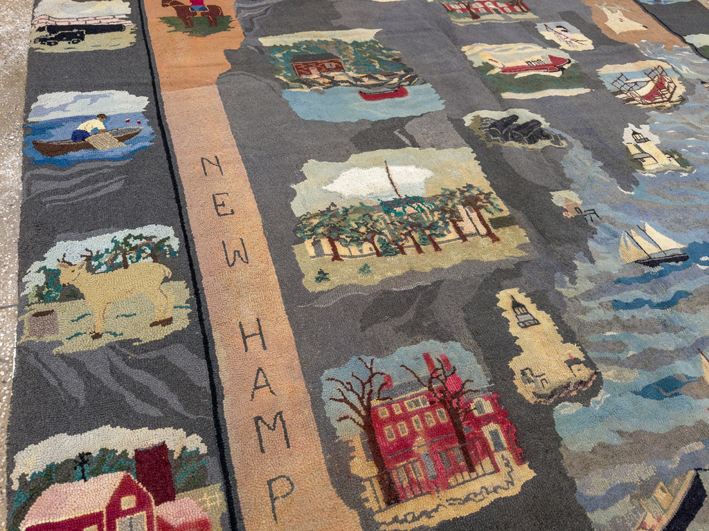 Vintage American Hook Pictorial Carpet, No.21727 - Gss