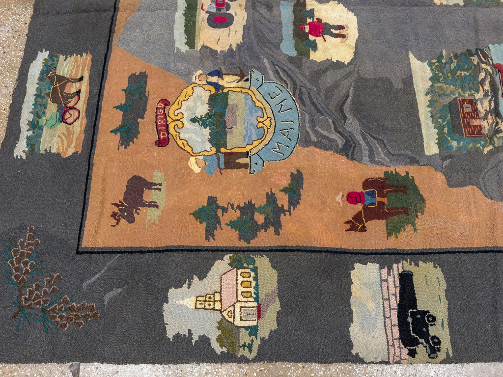 Vintage American Hook Pictorial Carpet, No.21727 - Gss