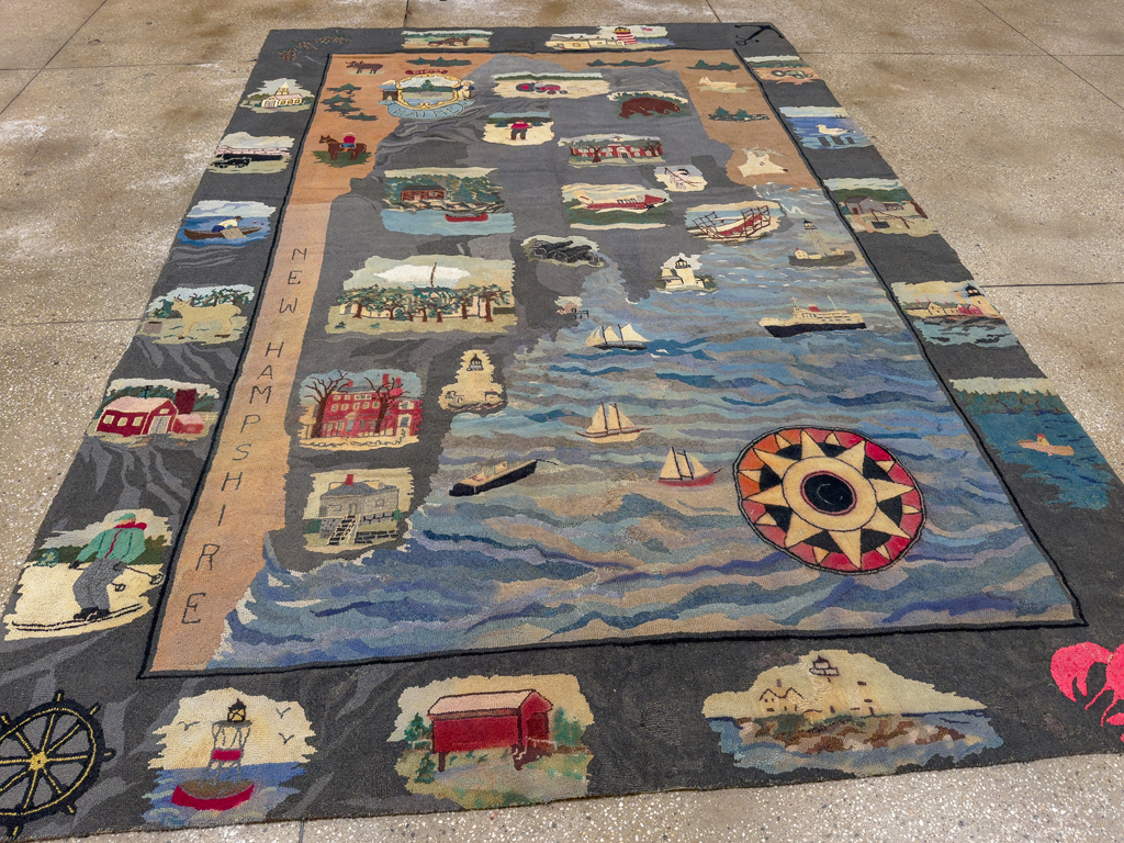 Vintage American Hook Pictorial Carpet, No.21727 - Gss