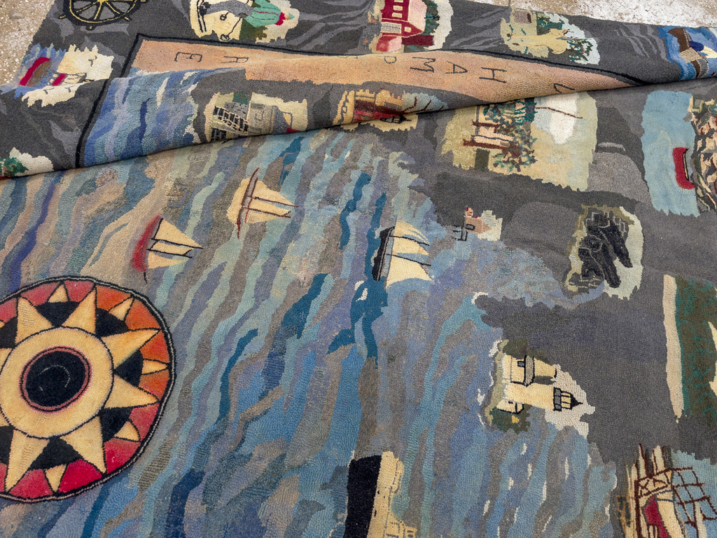 Vintage American Hook Pictorial Carpet, No.21727 - Gss