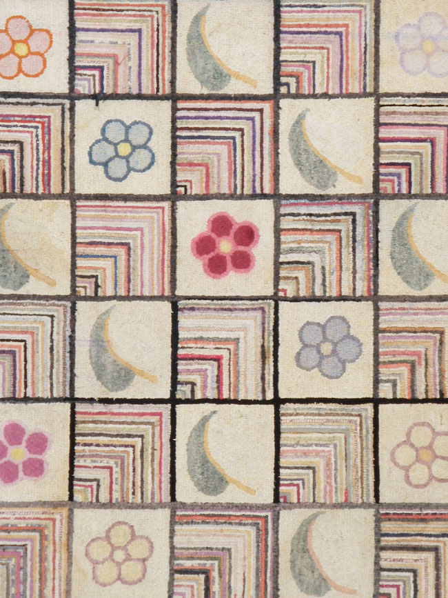 Antiqiue American Hook Rug, No.21751 - Gss