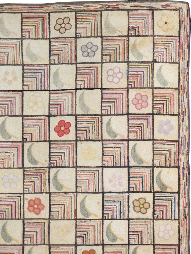 Antiqiue American Hook Rug, No.21751 - Gss