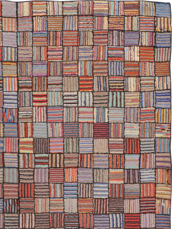 Vintage American Hooked Square Room Size Carpet, No.21764 - Gss