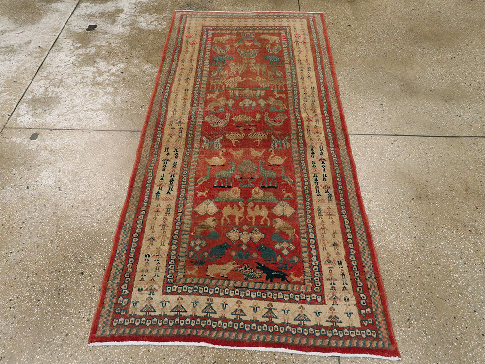 Vintage Persian Malayer Pictorial Rug, No.21816 - Gss