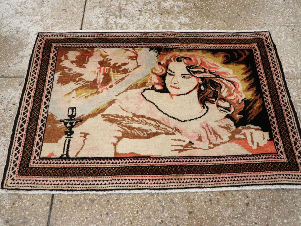 Vintage Persian Baluch Pictorial Throw Rug (Pair: 1 of 2), No.21818 - Gss