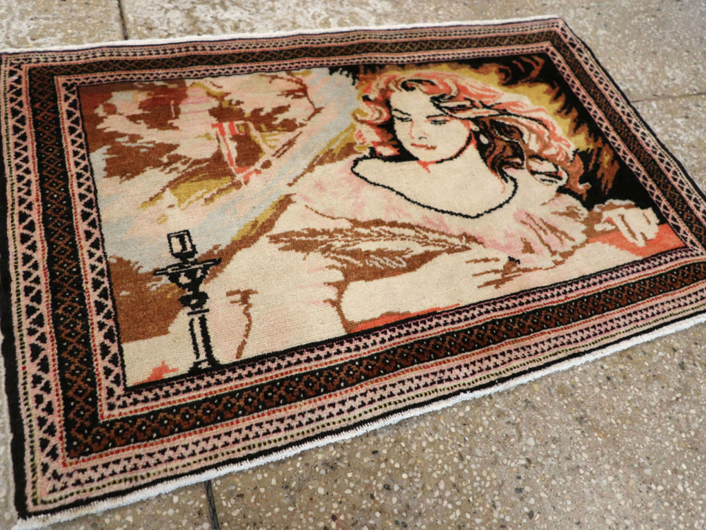 Vintage Persian Baluch Pictorial Throw Rug (Pair: 1 of 2), No.21818 - Gss