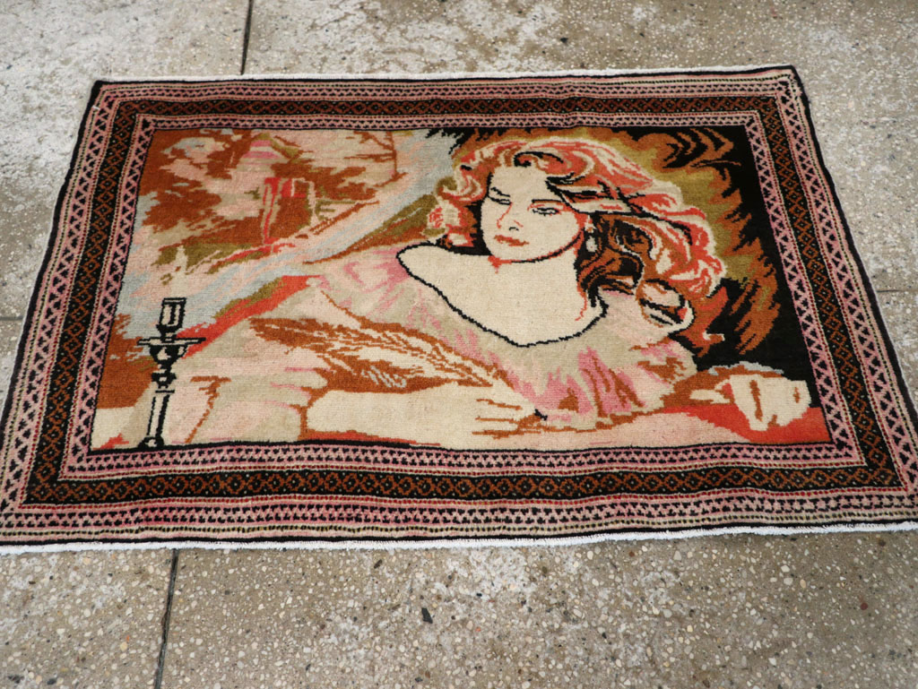 Vintage Persian Baluch Pictorial Throw Rug (Pair: 2 of 2), No.21819 - Gss