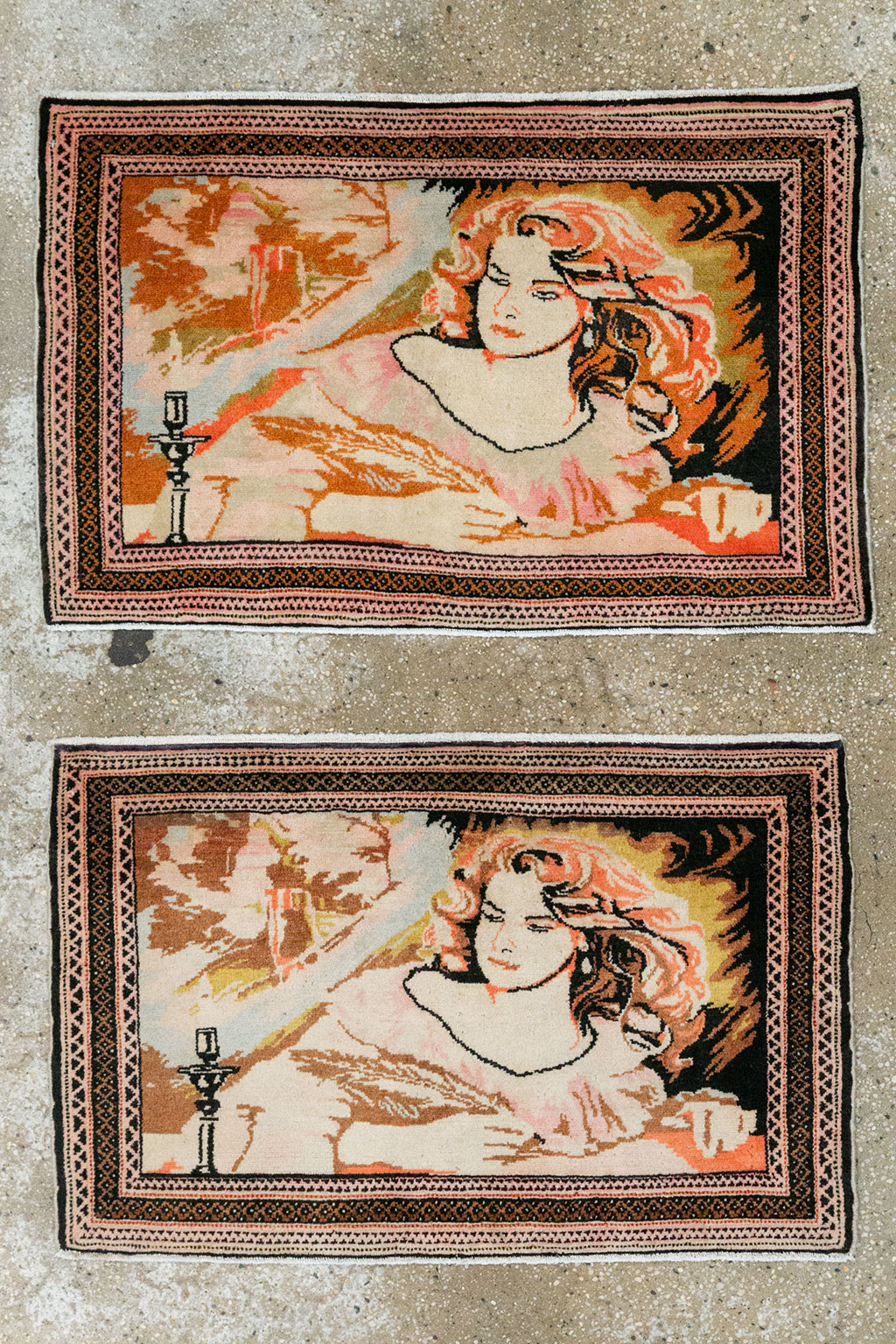 Vintage Persian Baluch Pictorial Throw Rug (Pair: 2 of 2), No.21819 - Gss