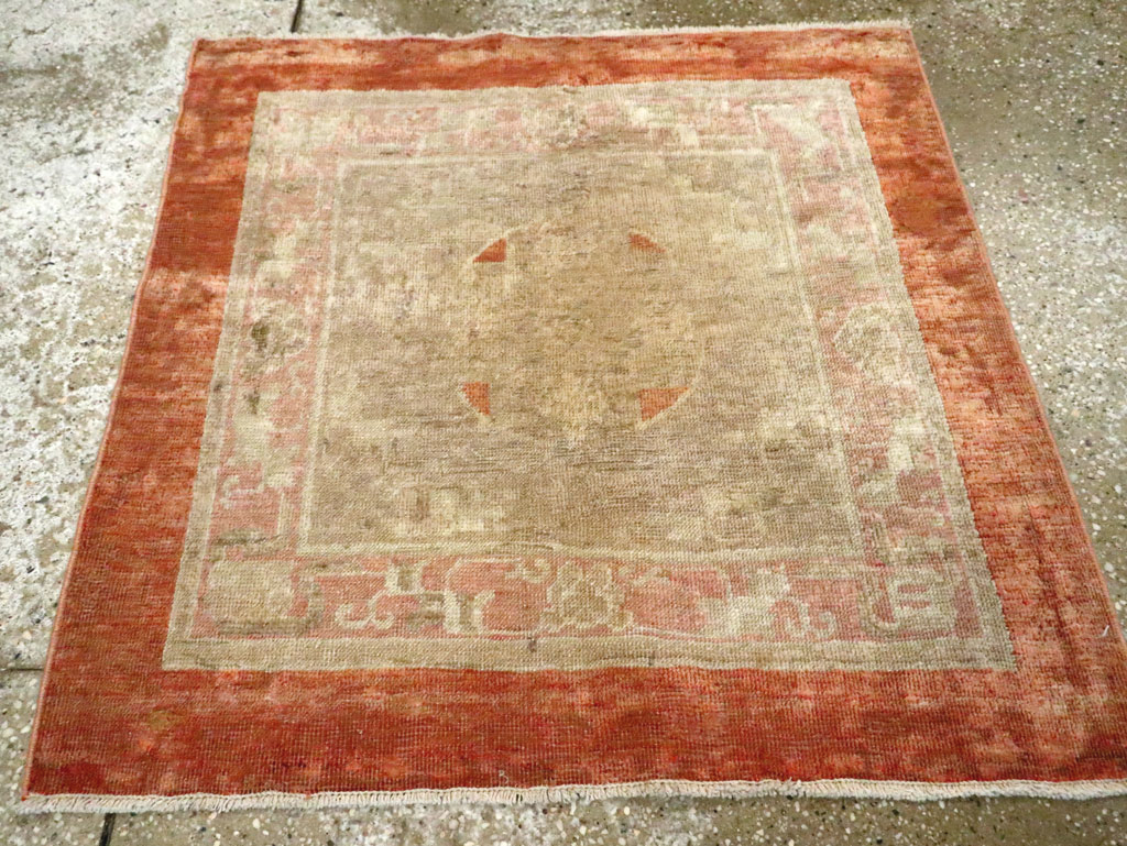 Vintage east Turkestan Khotan Square Rug, No.21843 - Gss