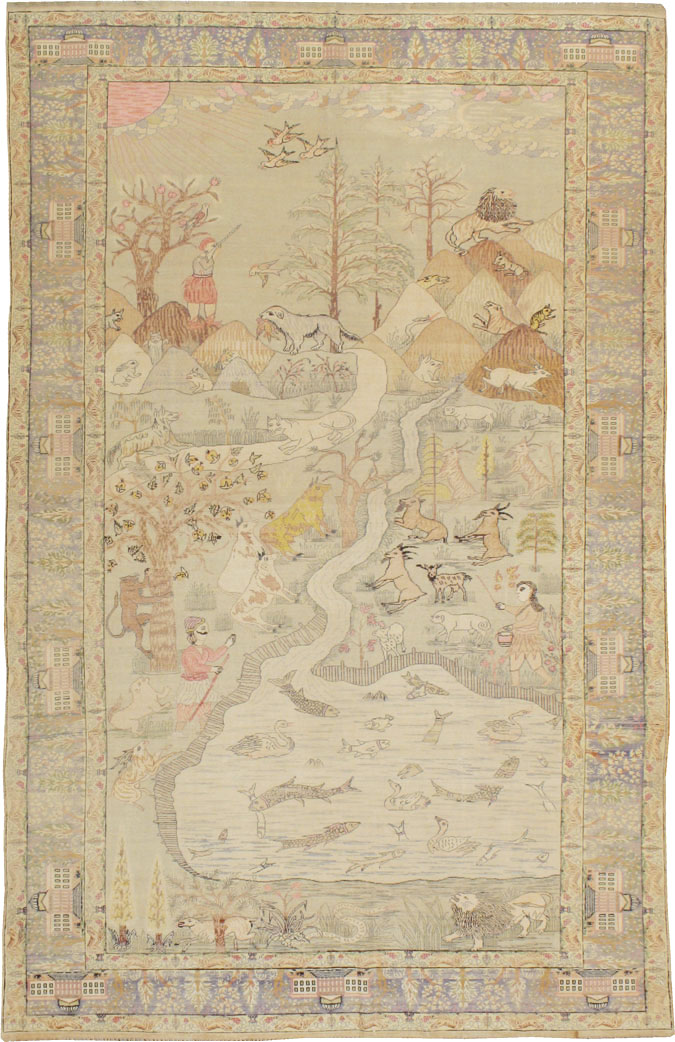 Antique Turkish Kayseri Pictorial Rug, No.21897 - Gss