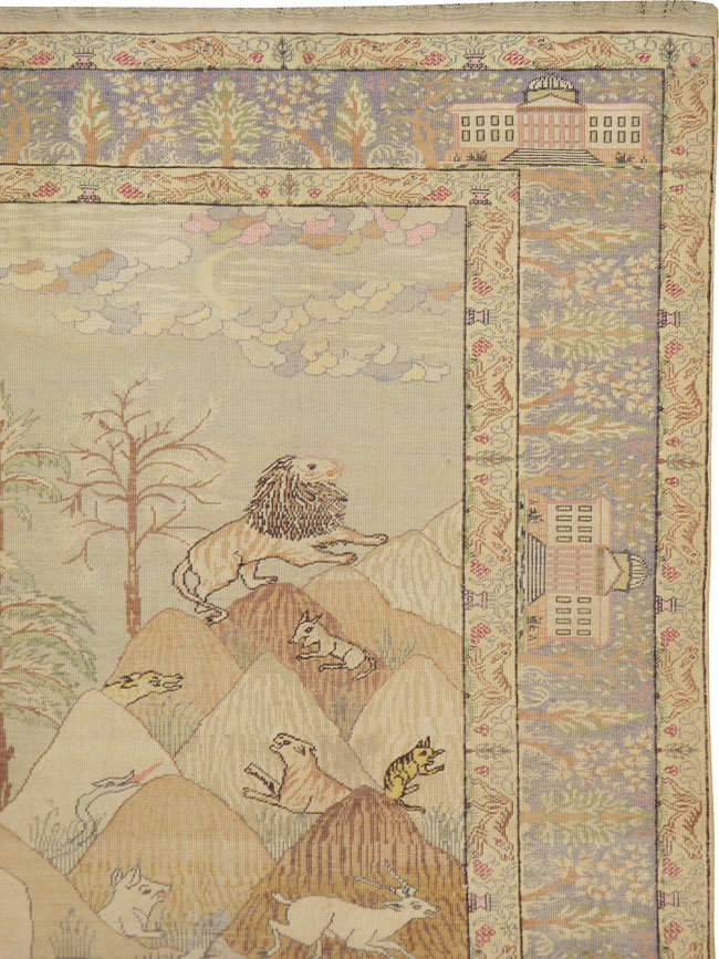 Antique Turkish Kayseri Pictorial Rug, No.21897 - Gss