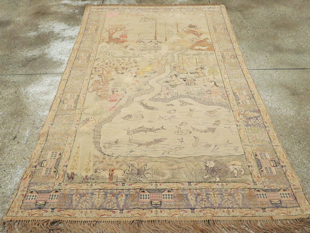 Antique Turkish Kayseri Pictorial Rug, No.21897 - Gss