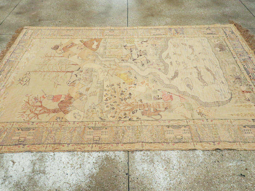 Antique Turkish Kayseri Pictorial Rug, No.21897 - Gss