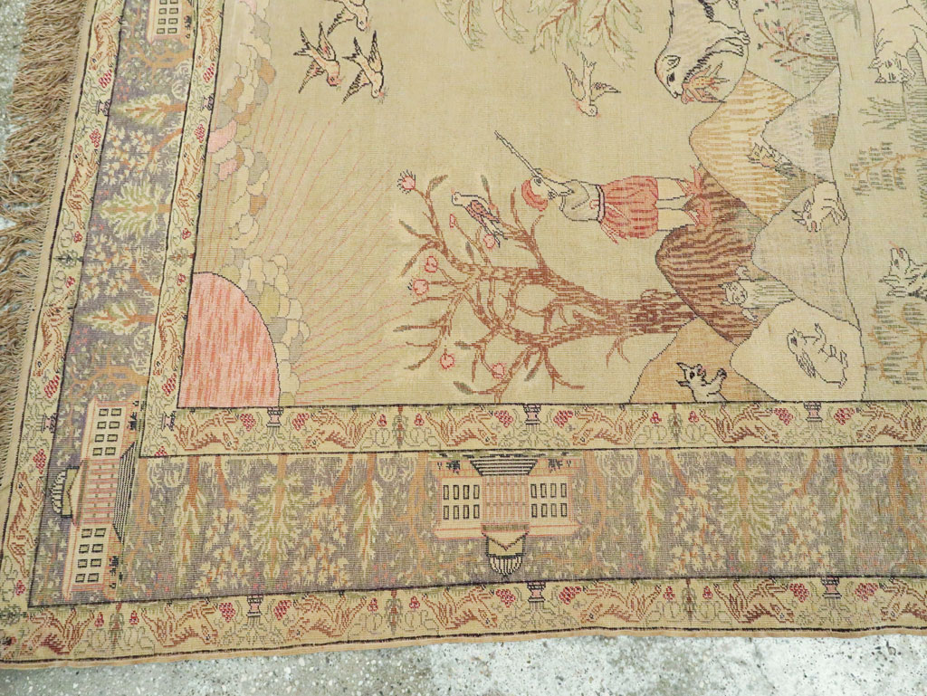 Antique Turkish Kayseri Pictorial Rug, No.21897 - Gss