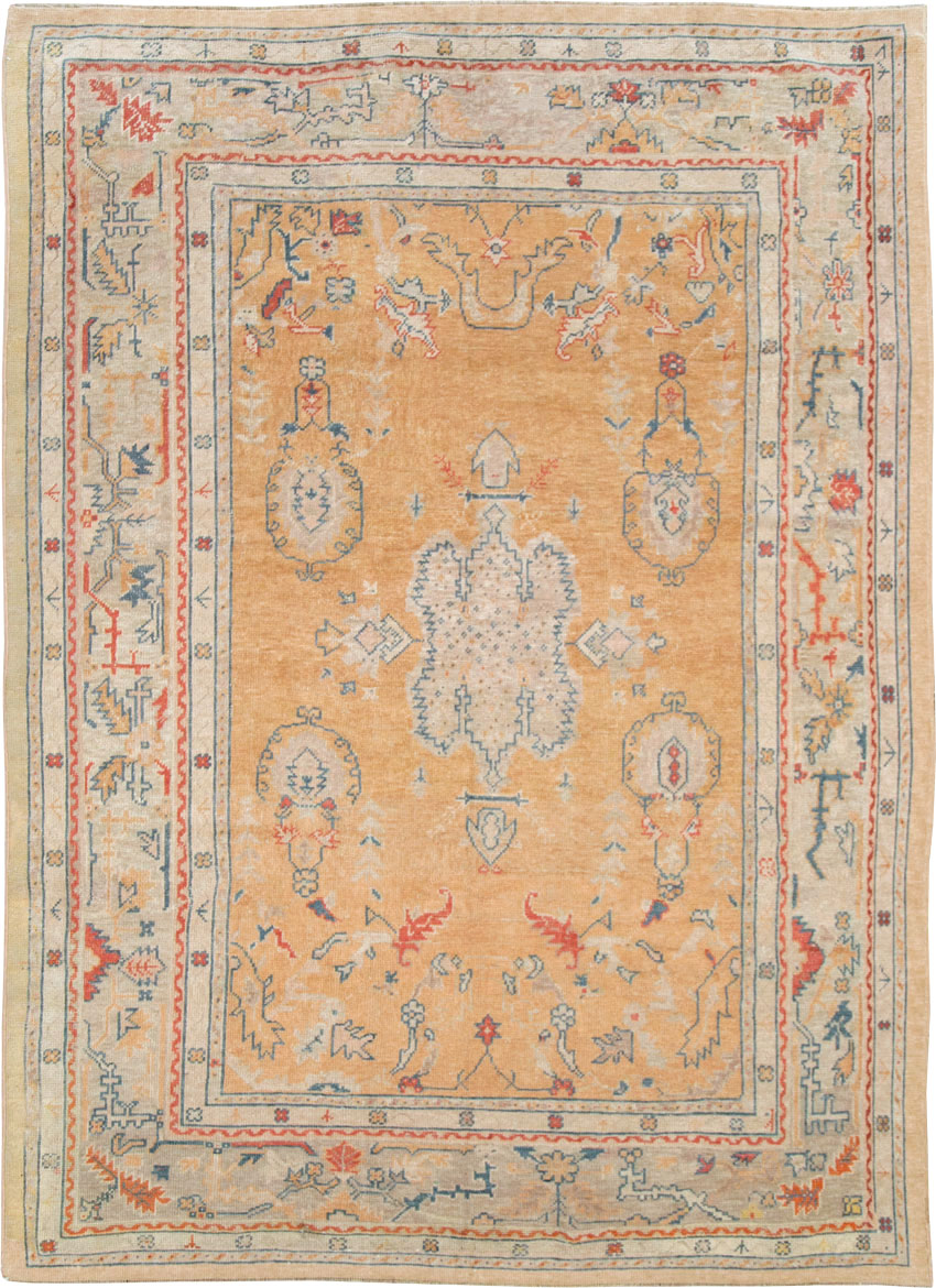 Antique Turkish Oushak Room Size Carpet, No.21915 - Gss