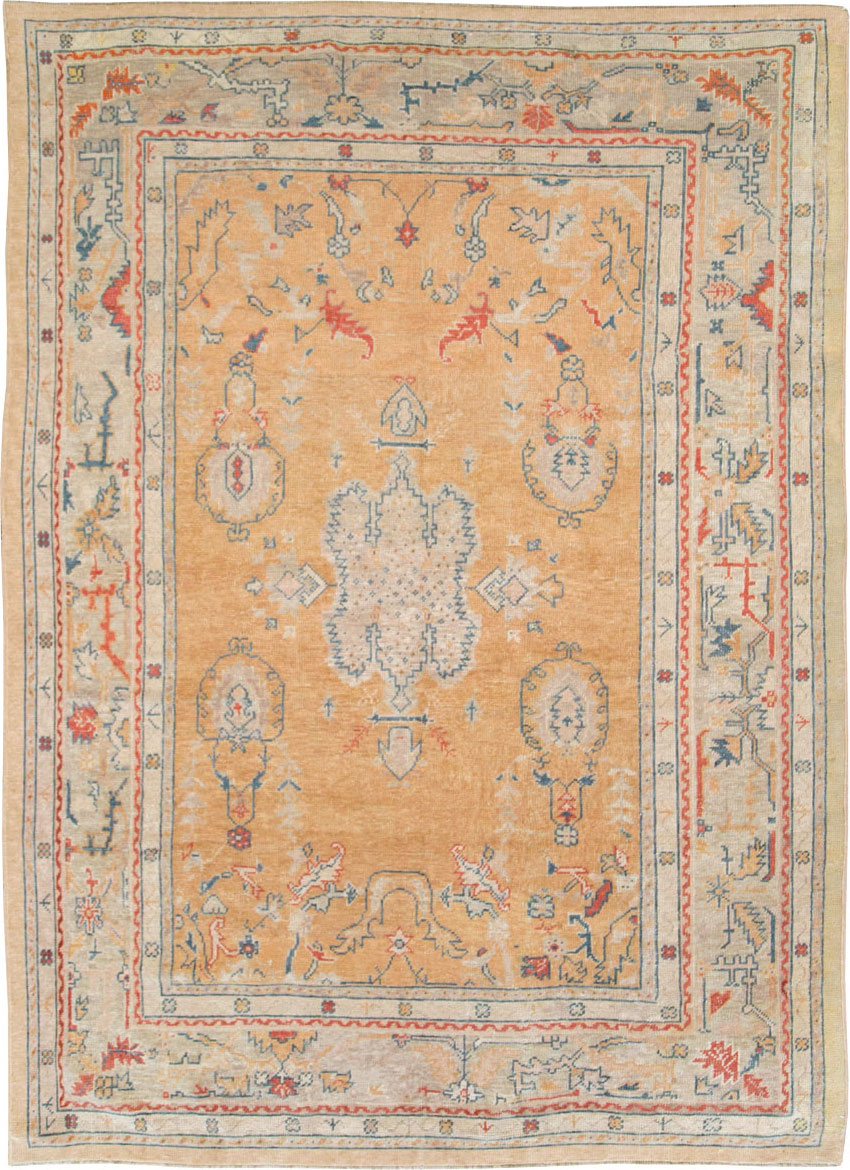 Antique Turkish Oushak Room Size Carpet, No.21915 - Gss