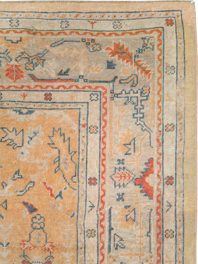 Antique Turkish Oushak Room Size Carpet, No.21915 - Gss