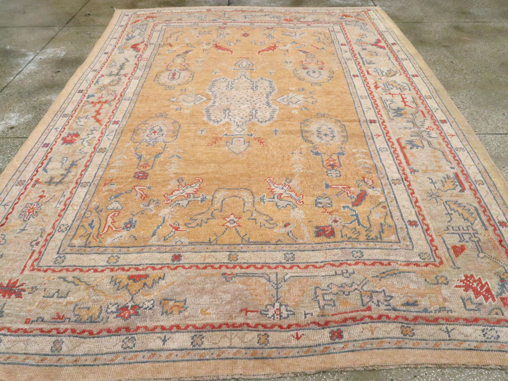 Antique Turkish Oushak Room Size Carpet, No.21915 - Gss