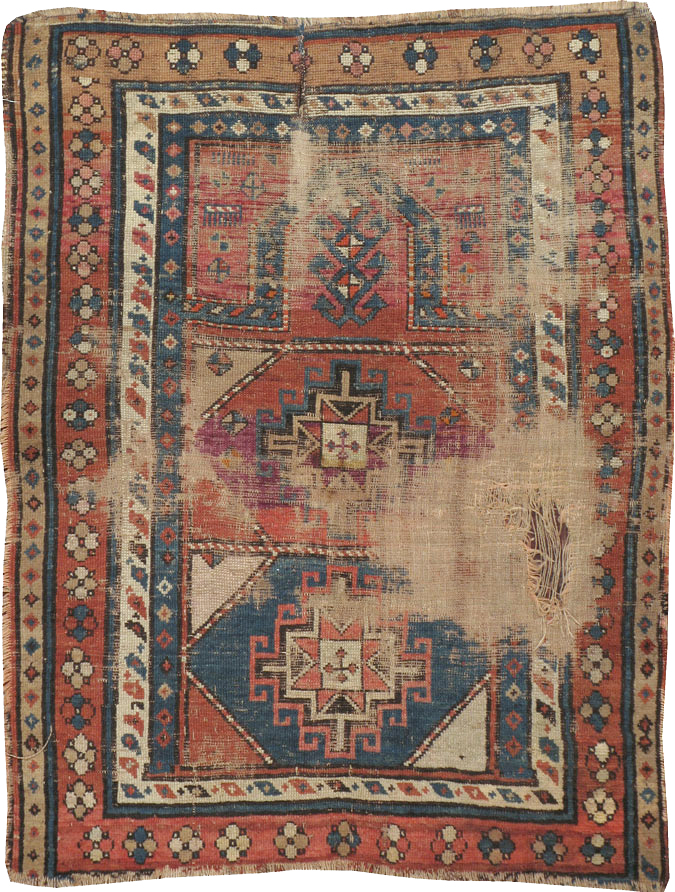 Antique Caucasian Kazak Distressed Rug, No.21963 - Gss