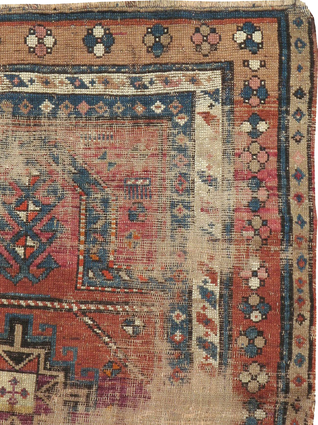 Antique Caucasian Kazak Distressed Rug, No.21963 - Gss