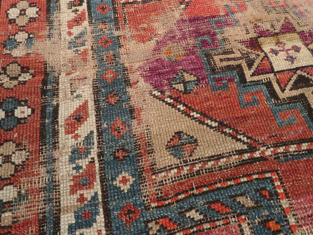 Antique Caucasian Kazak Distressed Rug, No.21963 - Gss