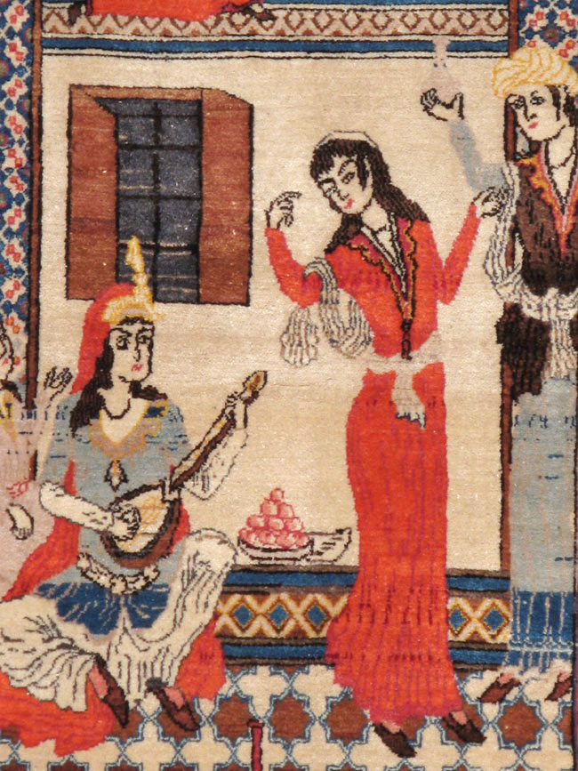 Vintage Persian Kashan Pictorial Rug, No.22075 - Gss