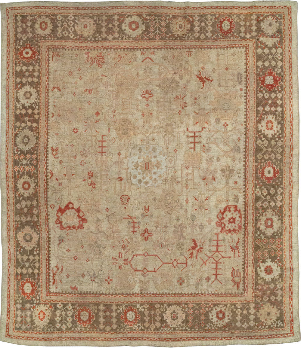 Antique Turkish Oushak Room Size Carpet, No.22086 - Gss