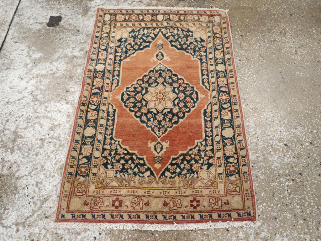 Antique Persian Tabriz Throw Rug, No.22097 - Gss