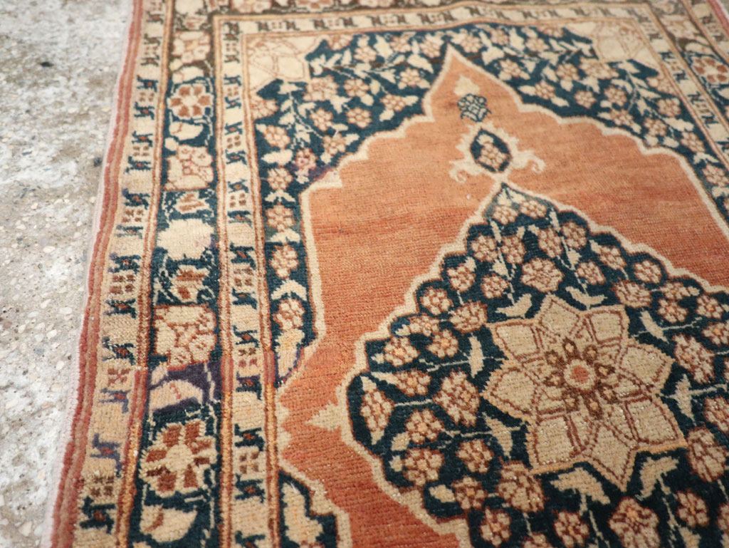 Antique Persian Tabriz Throw Rug, No.22097 - Gss