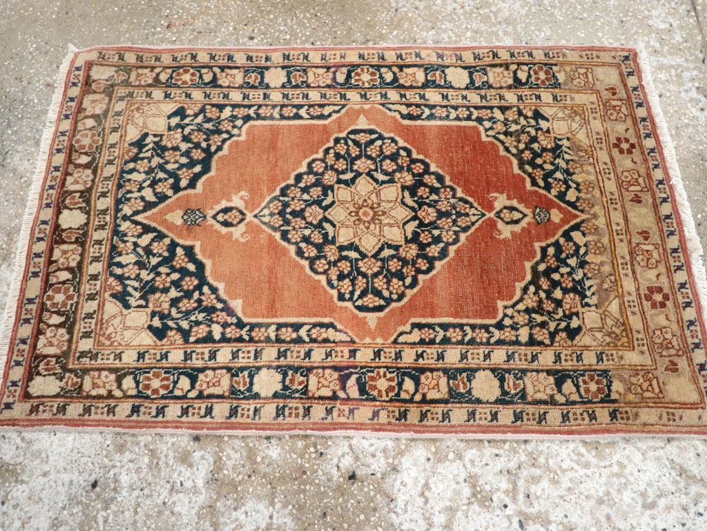 Antique Persian Tabriz Throw Rug, No.22097 - Gss