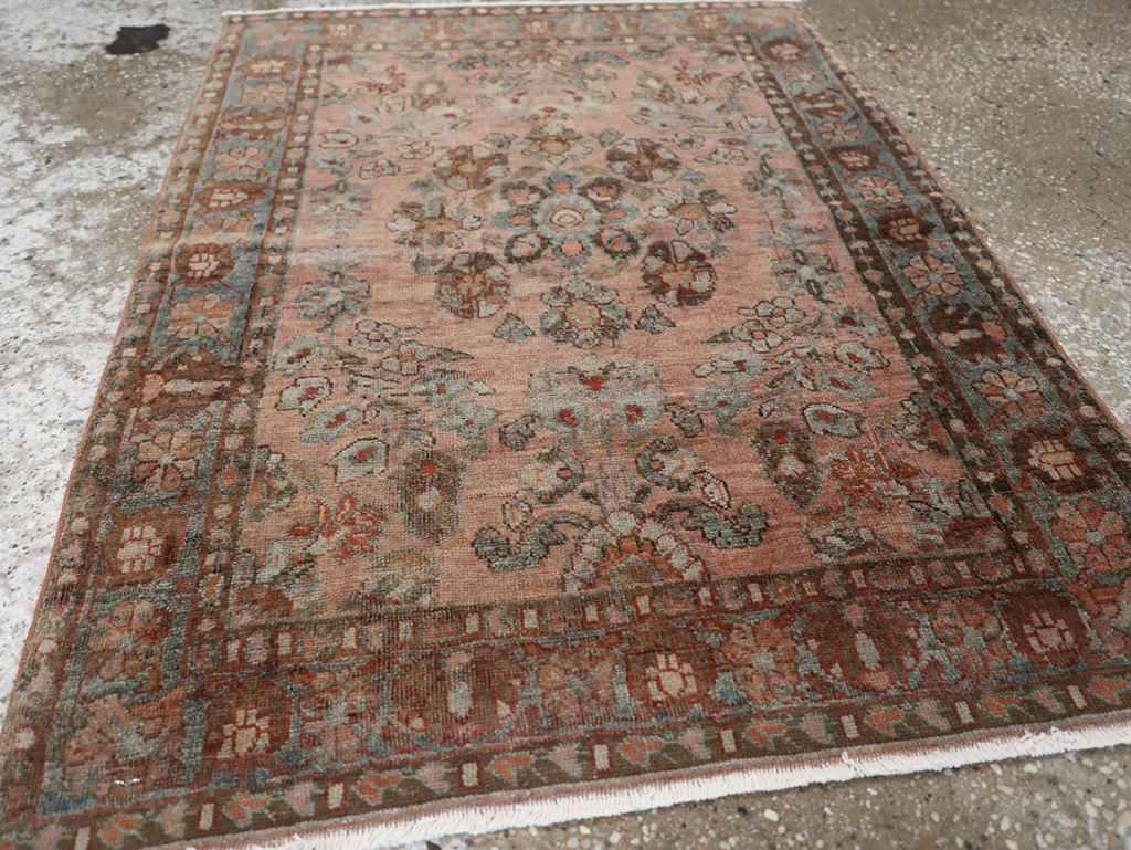 Antique Persian Sarouk Throw Rug, No.22136 - Gss