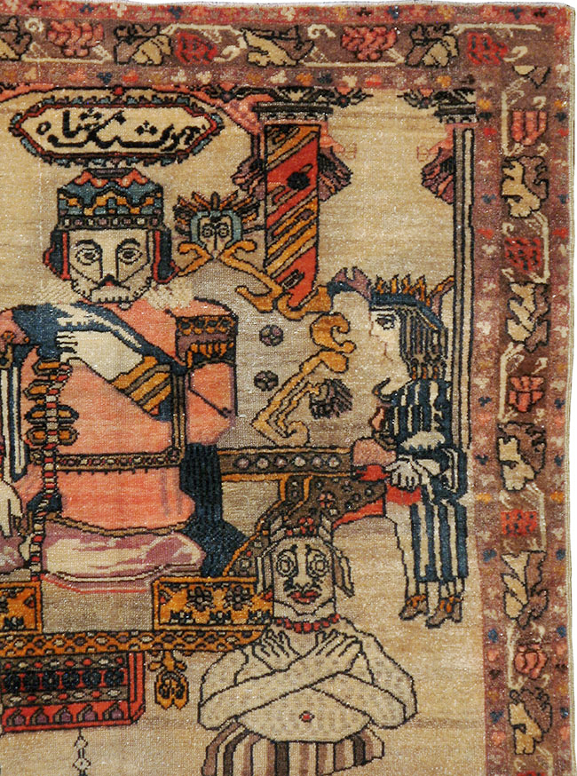 Antique Persian Malayer Pictoral Rug, No.22349 - Gss