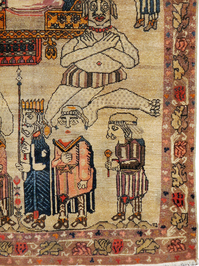 Antique Persian Malayer Pictoral Rug, No.22349 - Gss