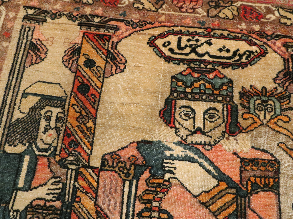 Antique Persian Malayer Pictoral Rug, No.22349 - Gss