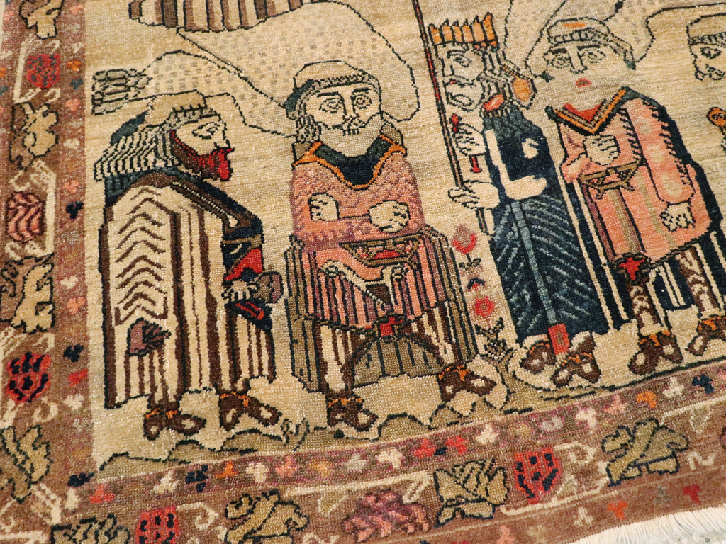 Antique Persian Malayer Pictoral Rug, No.22349 - Gss