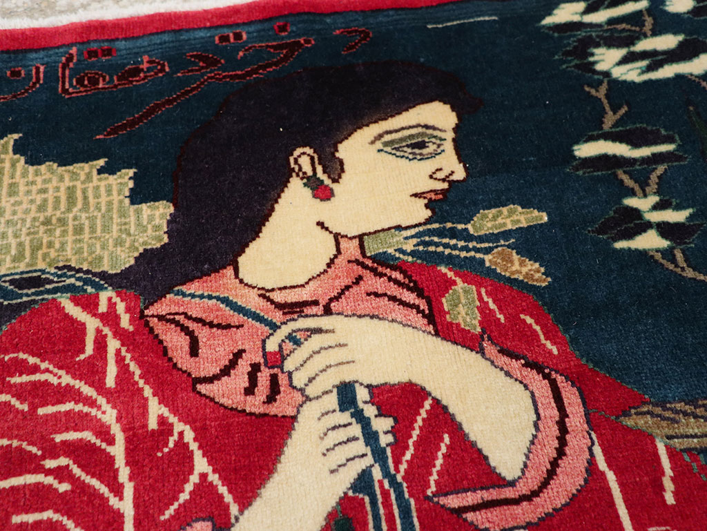 Vintage Persian Mahal Pictorial Rug, No.22402 - Gss