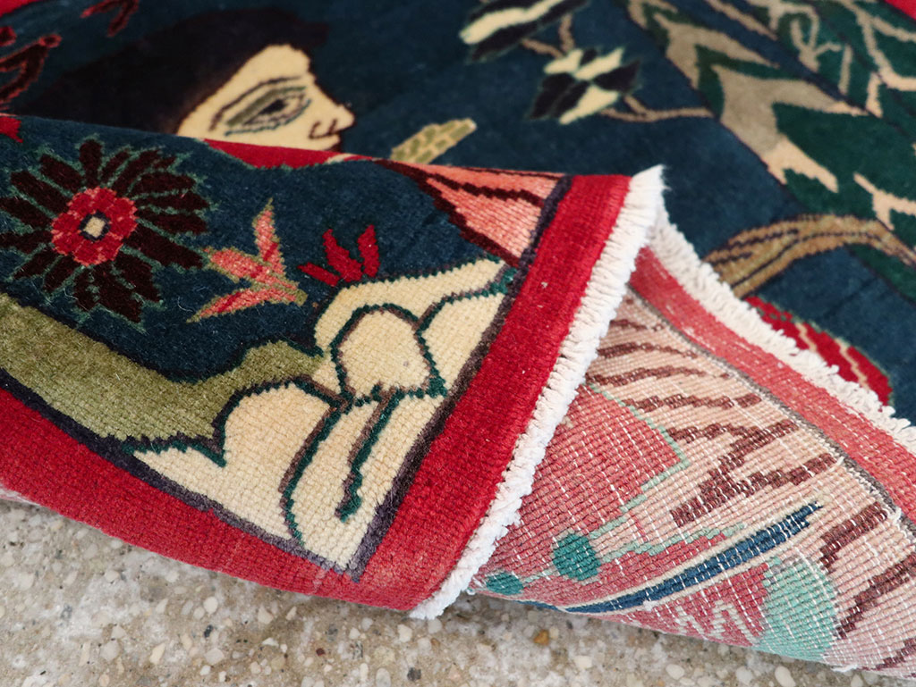 Vintage Persian Mahal Pictorial Rug, No.22402 - Gss