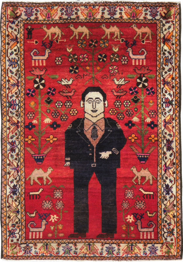 Vintage Persian Malayer Pictorial Rug, No.22476 - Gss