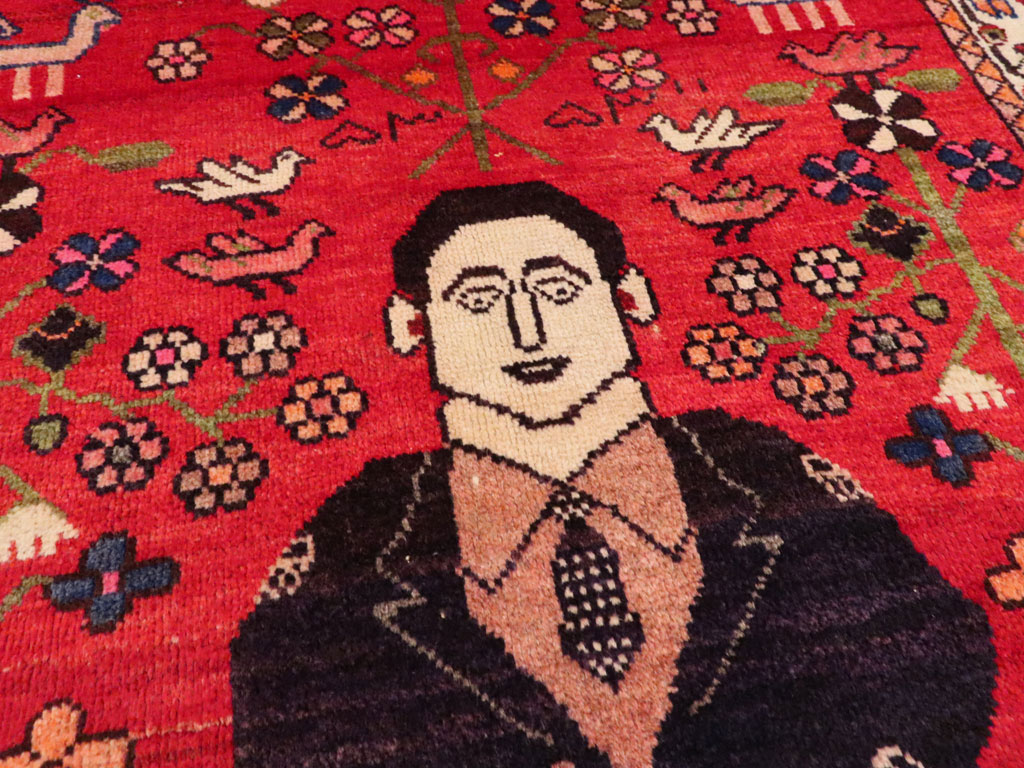 Vintage Persian Malayer Pictorial Rug, No.22476 - Gss