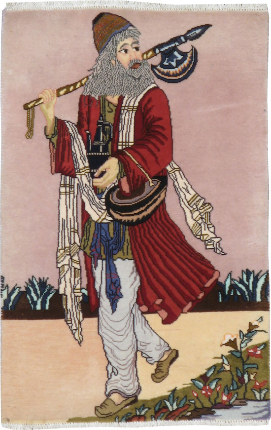 Vintage Persian Tabriz Pictorial Rug, No.22579 - Gss