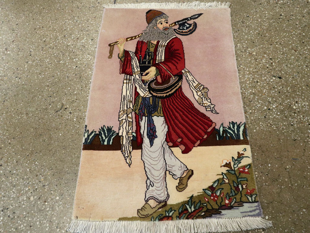 Vintage Persian Tabriz Pictorial Rug, No.22579 - Gss