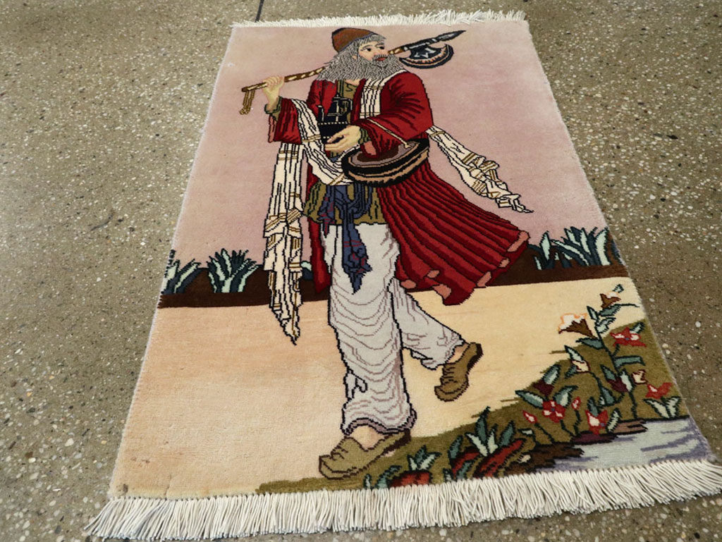 Vintage Persian Tabriz Pictorial Rug, No.22579 - Gss