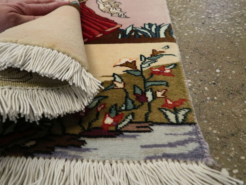 Vintage Persian Tabriz Pictorial Rug, No.22579 - Gss